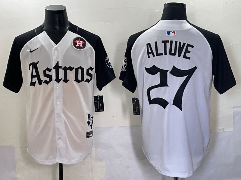 Men 2025 Houston Astros 27 Altuve White Black Five generations Joint Name Nike MLB Jersey style 10